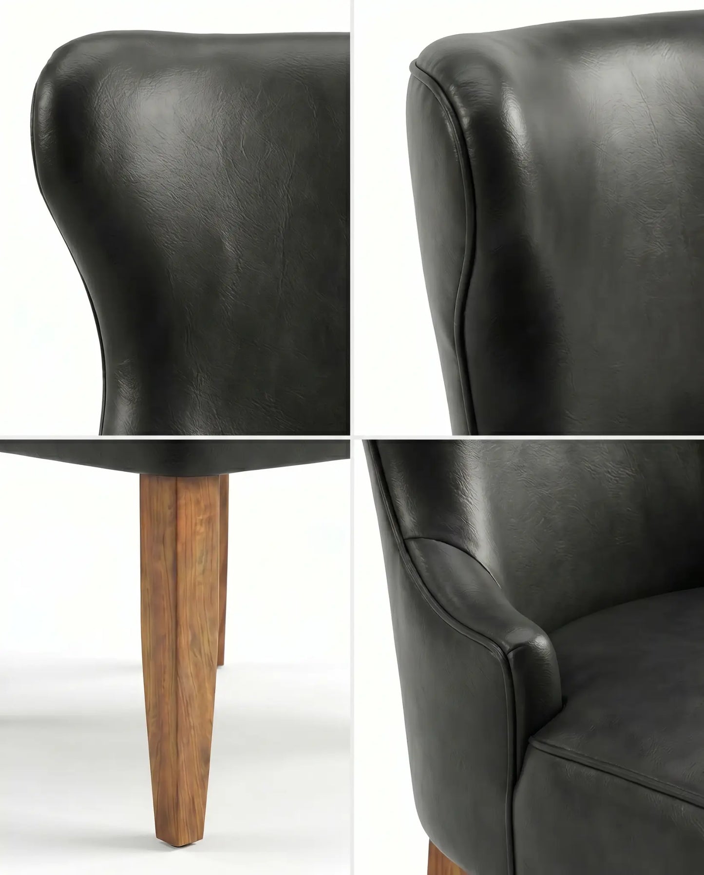 Dominic (EON-CH016) - Smooth Black Leather Modern Dining Chair