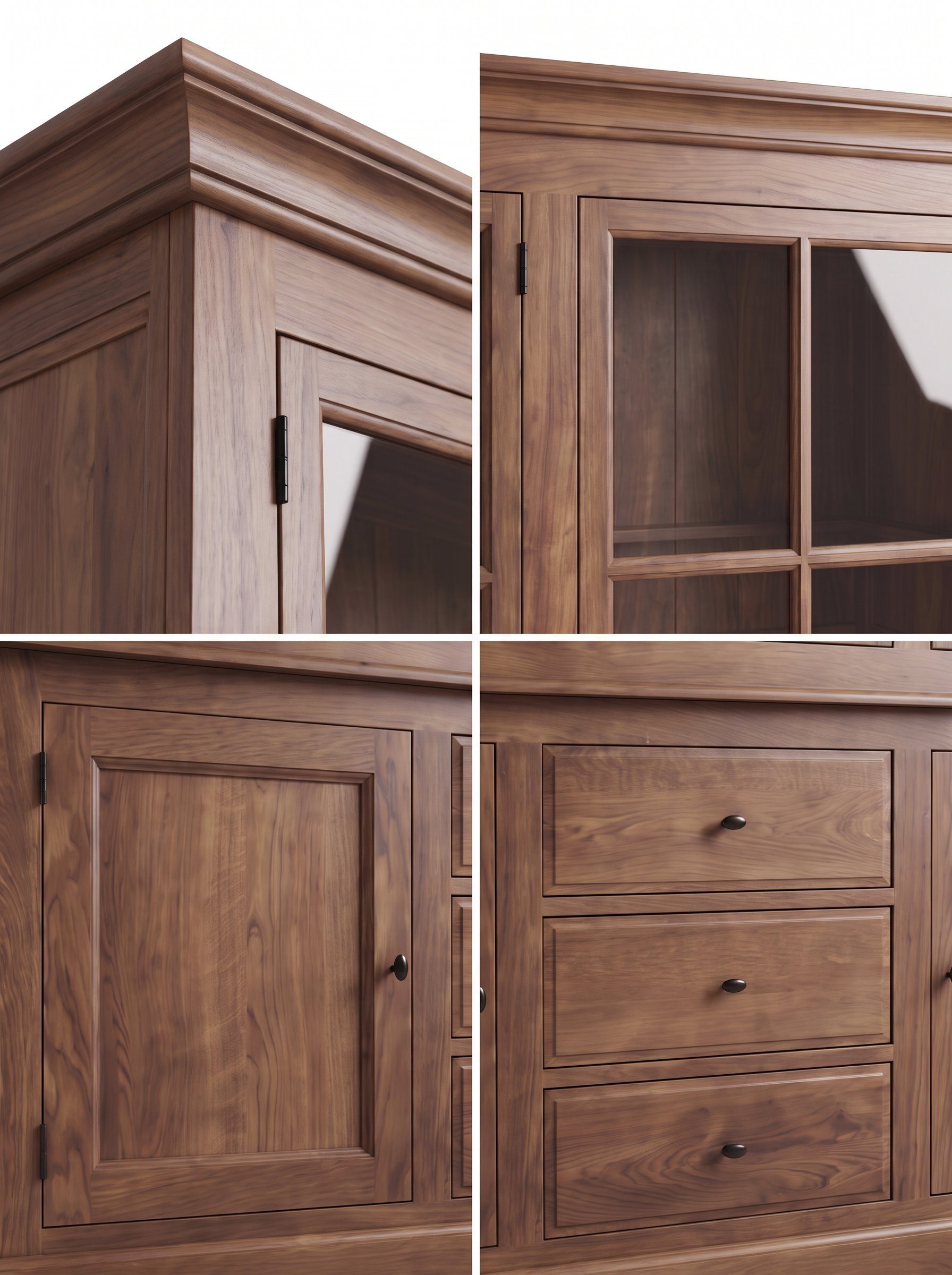 EON-SC002 Emerson Walnut Display Cabinet - Detail Collage