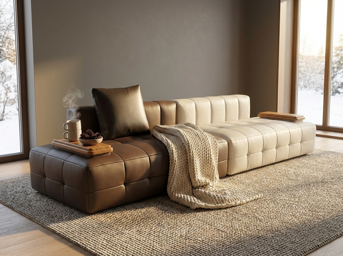 EON-SF009 Duality Modular Sofa - Winter Cabin Lifestyle with Throw