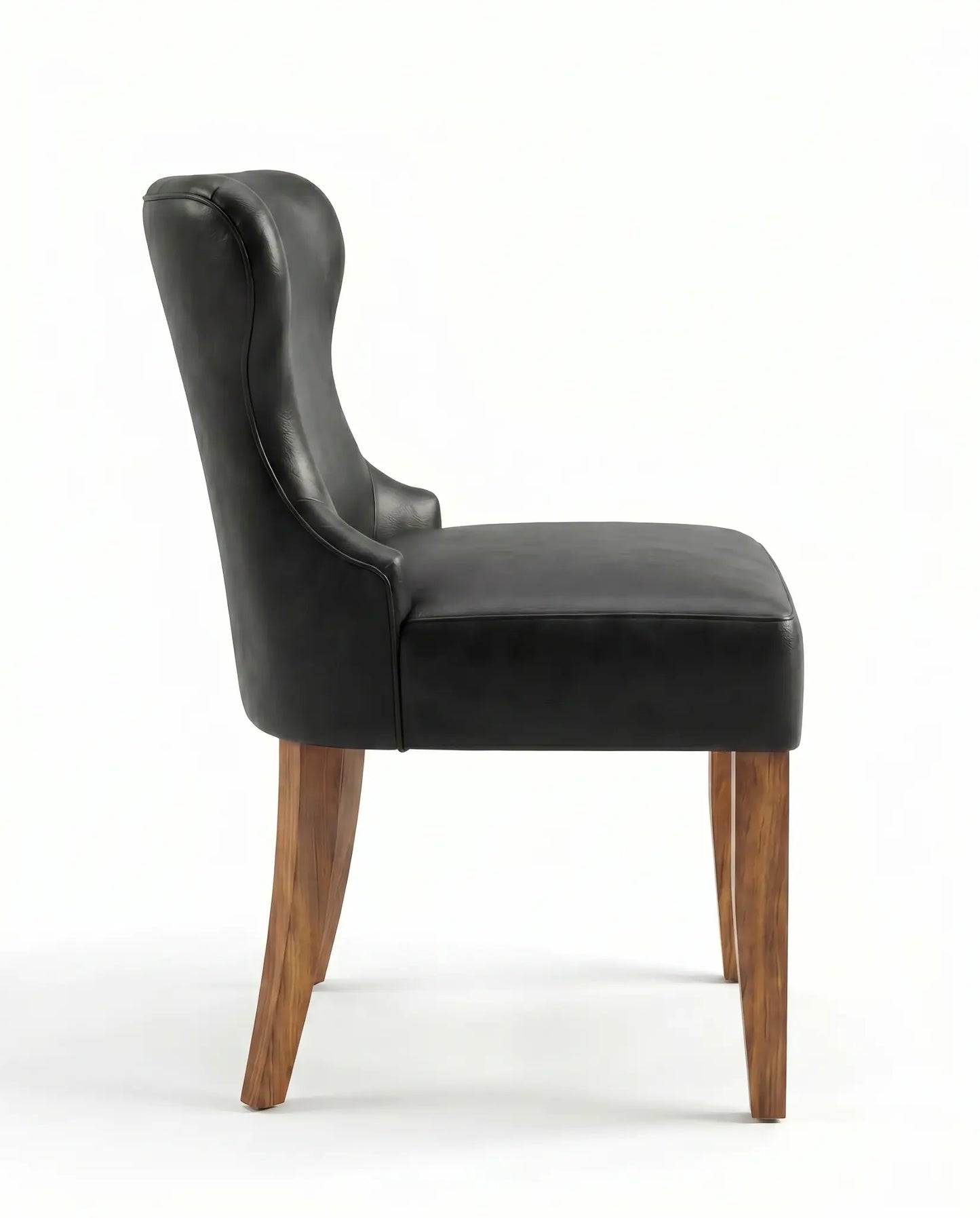 Dominic (EON-CH016) - Smooth Black Leather Modern Dining Chair