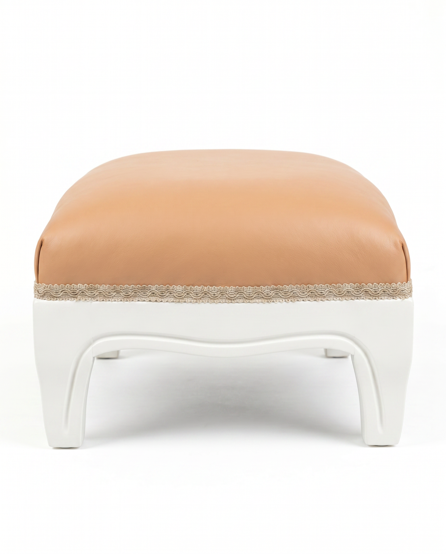 EON-OT002 Versailles Footstool - Camel Leather Side View