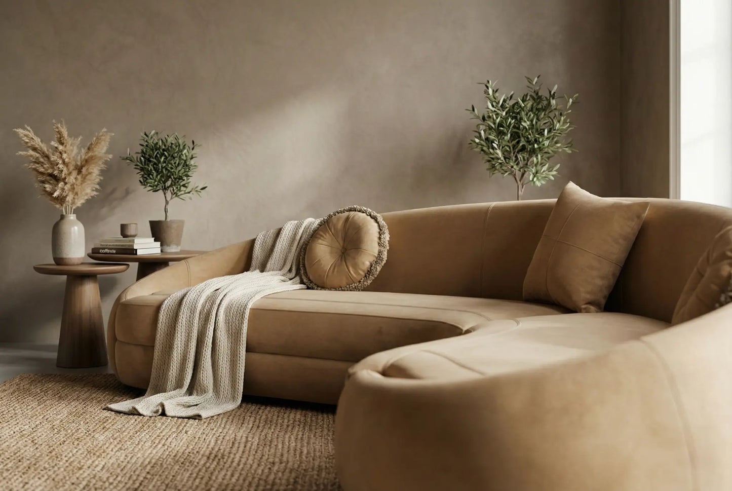 EON-SF014 Amber Curved Sectional - Lifestyle Close Detail