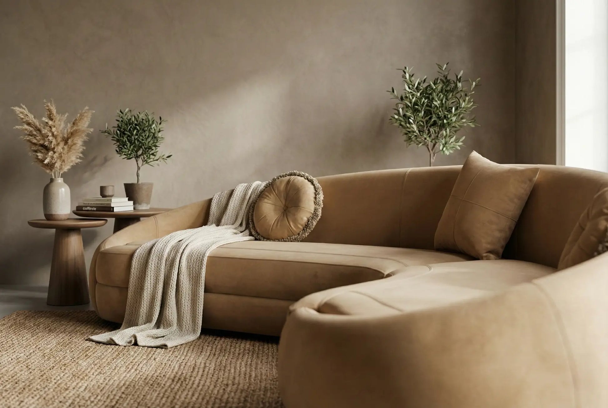 EON-SF014 Amber Curved Sectional - Lifestyle Close Detail