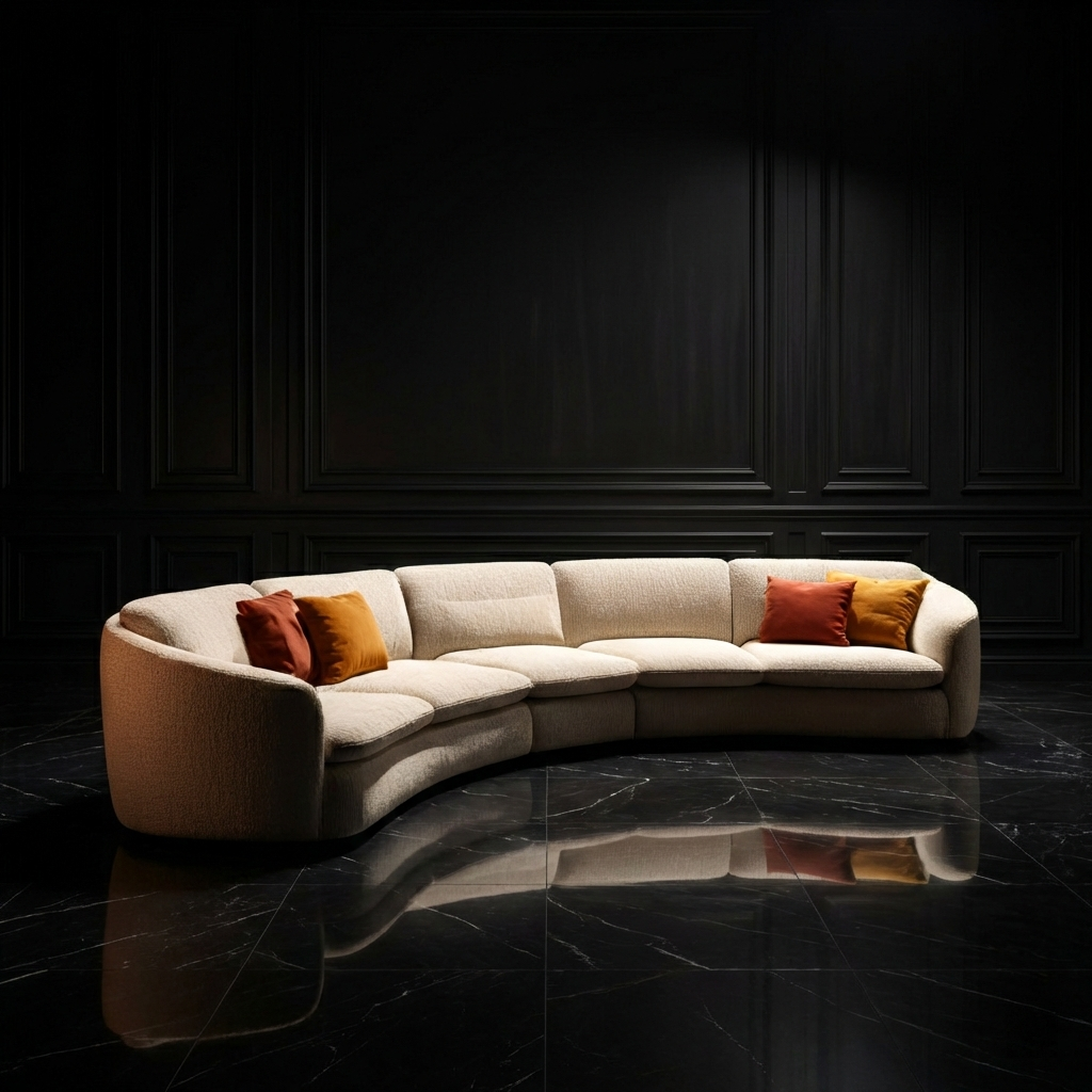 EON-SF010 Luna Curved Sectional - Dark Studio Black Marble