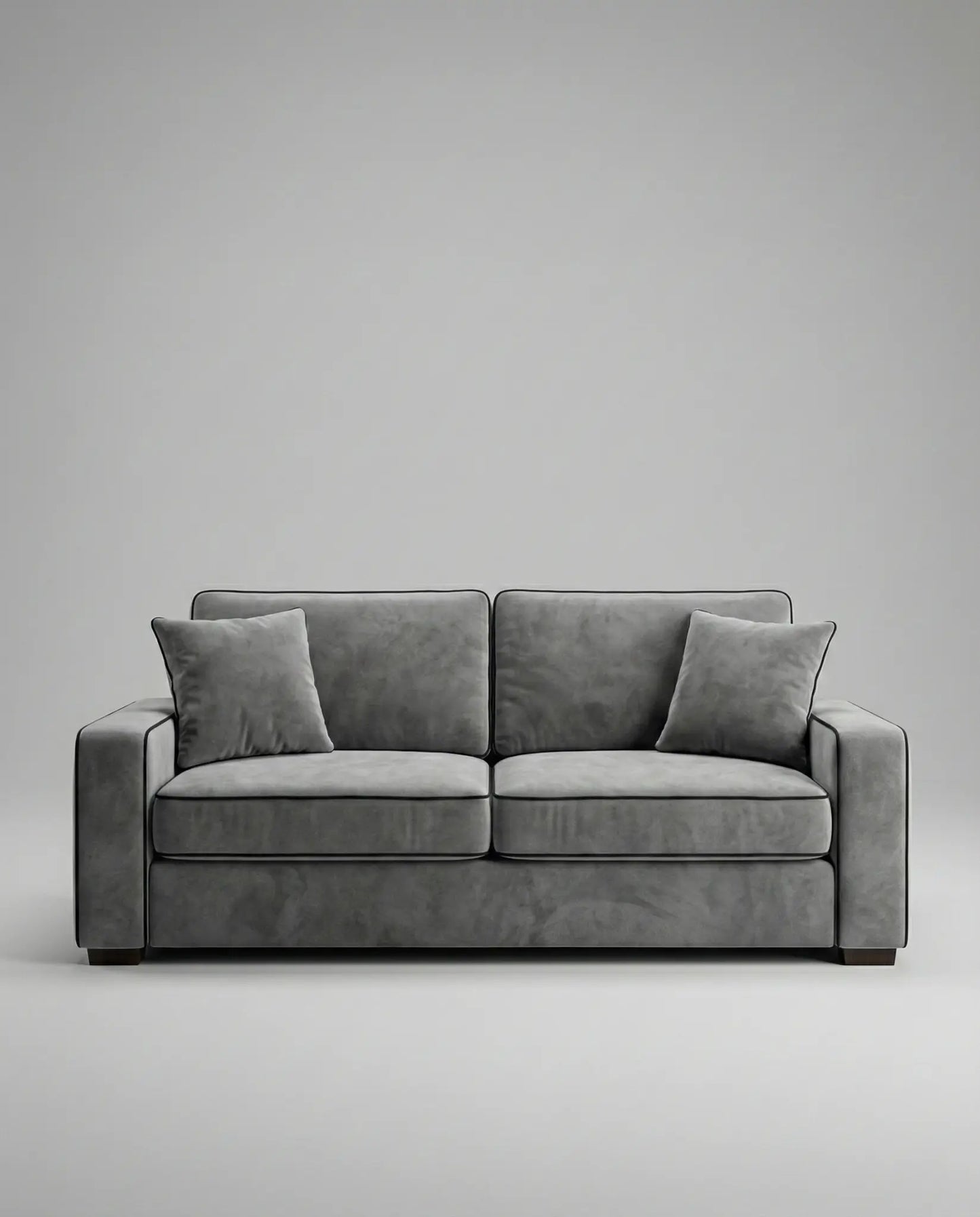 EON-SF006 Grafton Velvet Sofa - Front View Grey Background