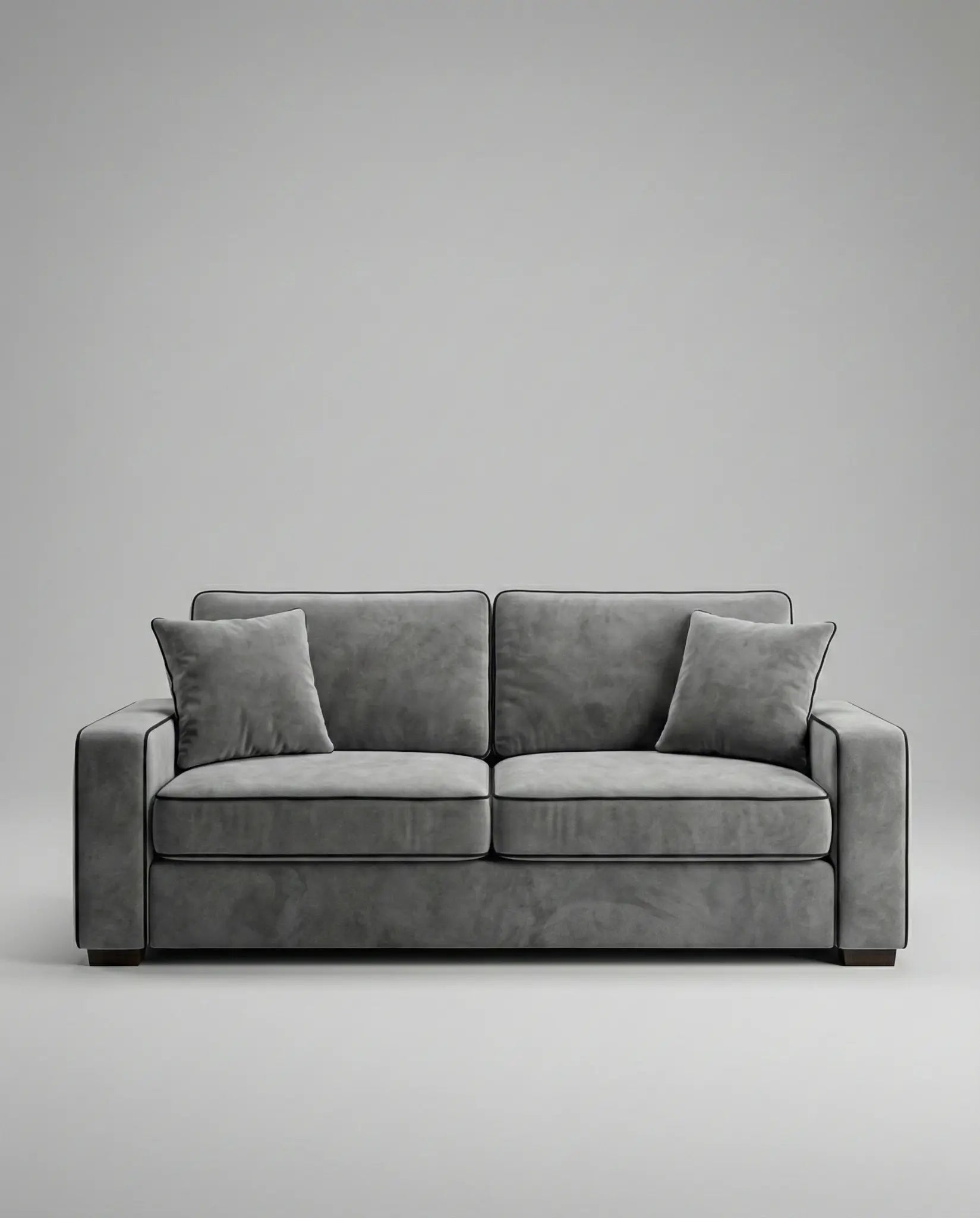 EON-SF006 Grafton Velvet Sofa - Front View Grey Background