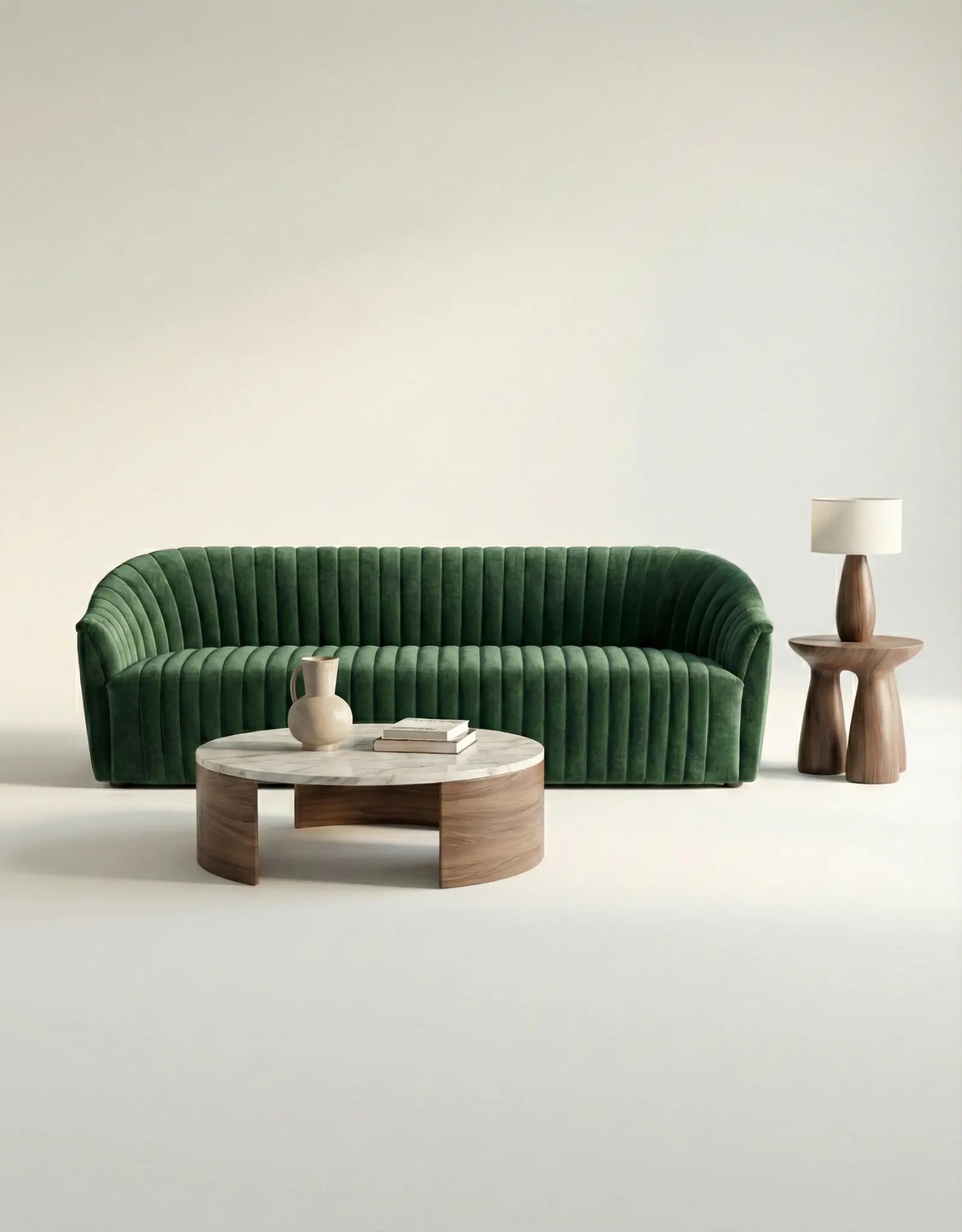 EON-SF007 Emerald Channel Velvet Sofa - Lifestyle Moody Dark Interior
