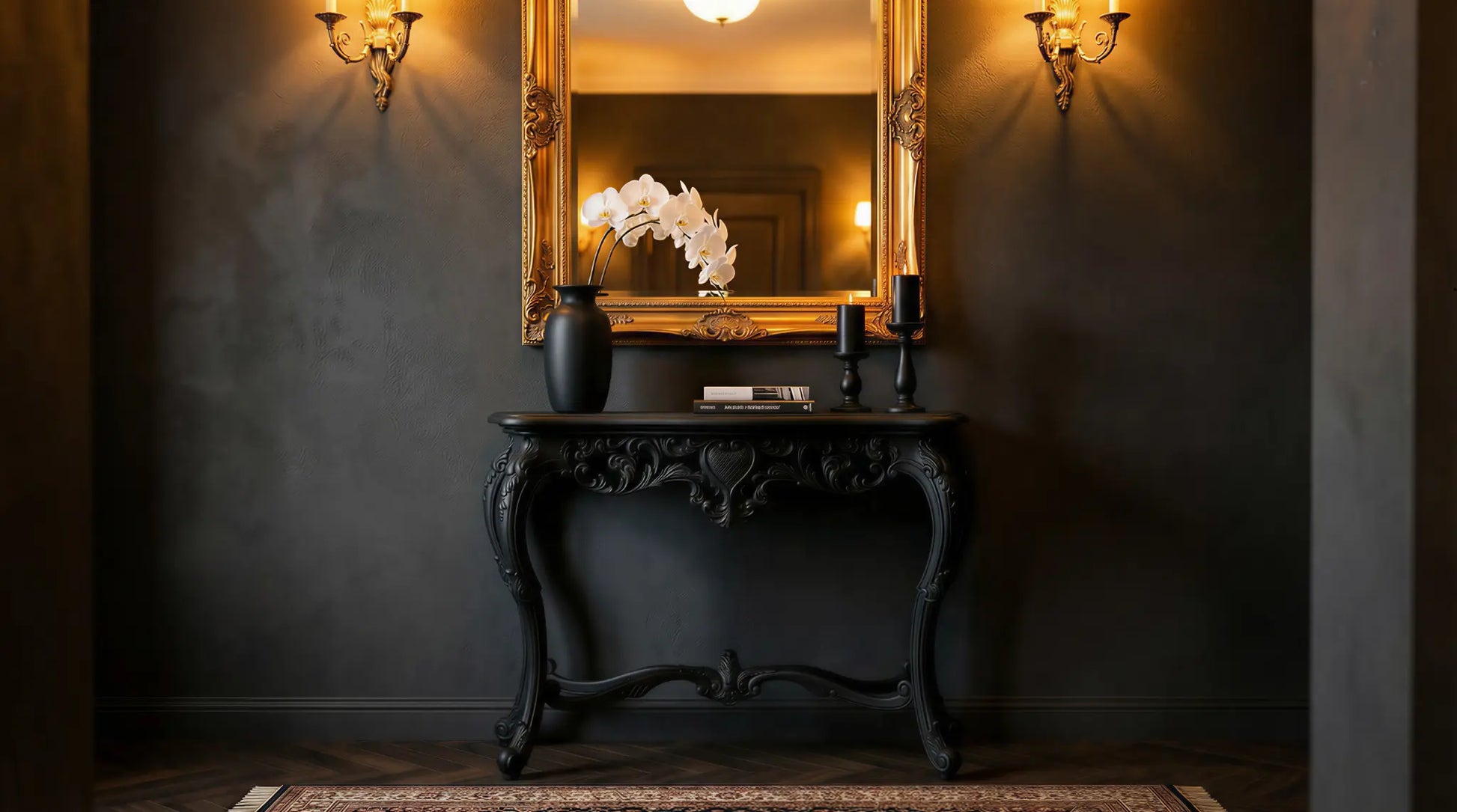 EON-CT001 Noir Console Table - Matte Black Lifestyle