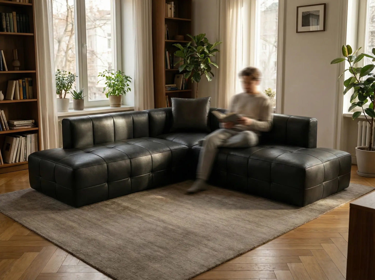 EON-SF008 Noir Modular Sectional - Lifestyle Reading Room