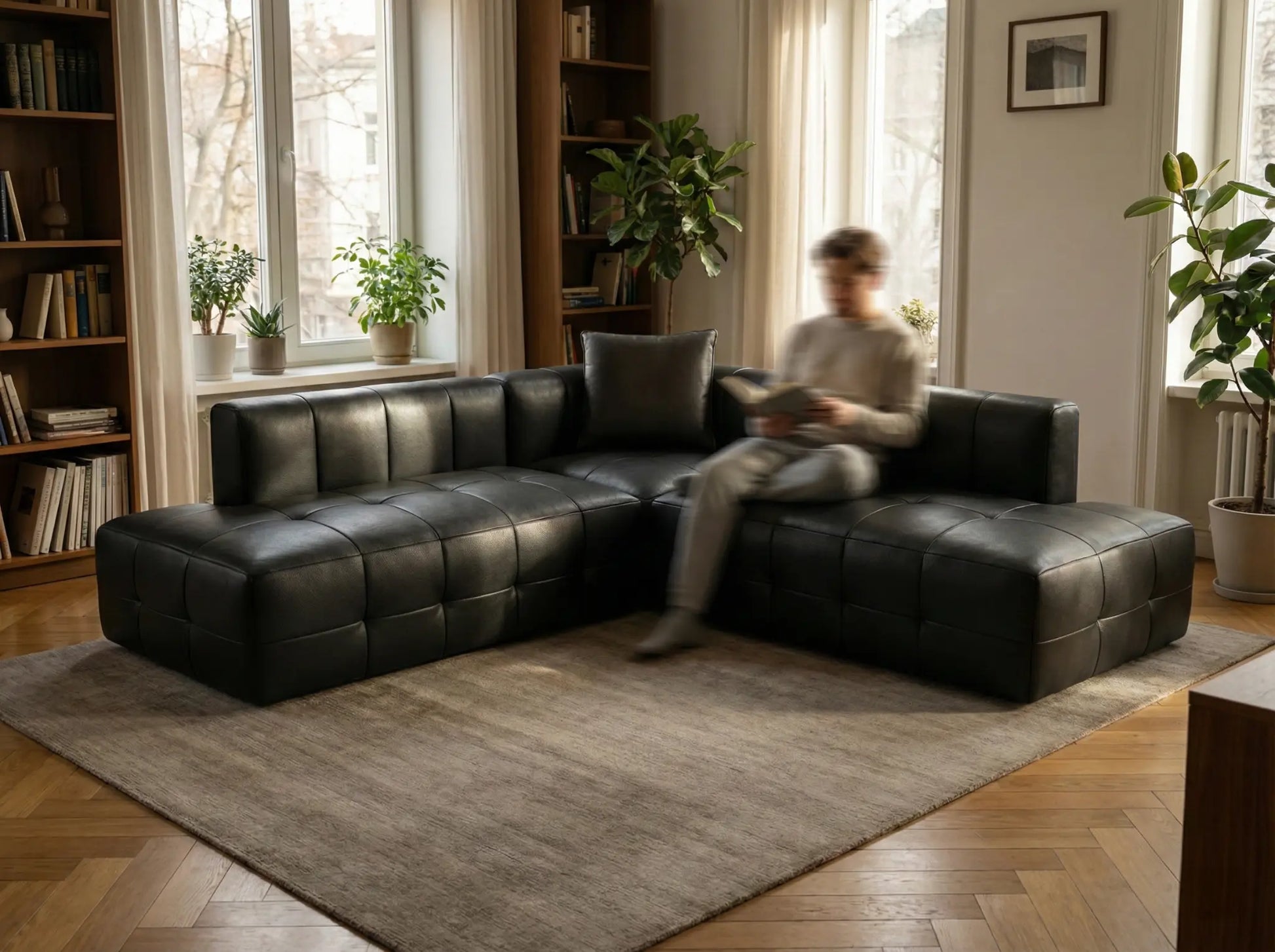 EON-SF008 Noir Modular Sectional - Lifestyle Reading Room