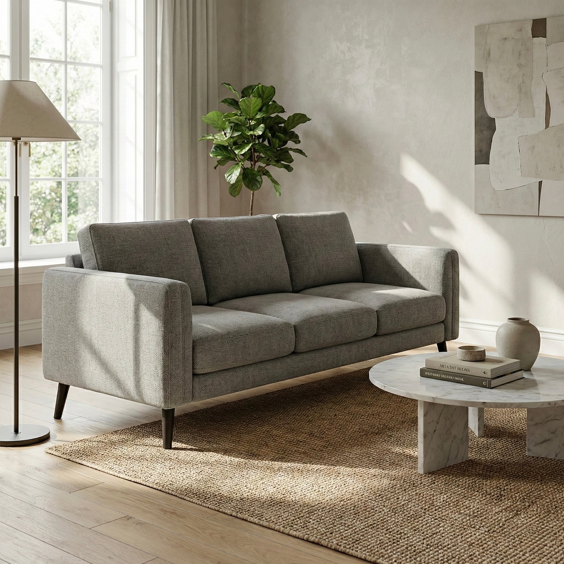EON-SF011 Sloane 3-Seater Sofa - Studio White 3/4 Angle