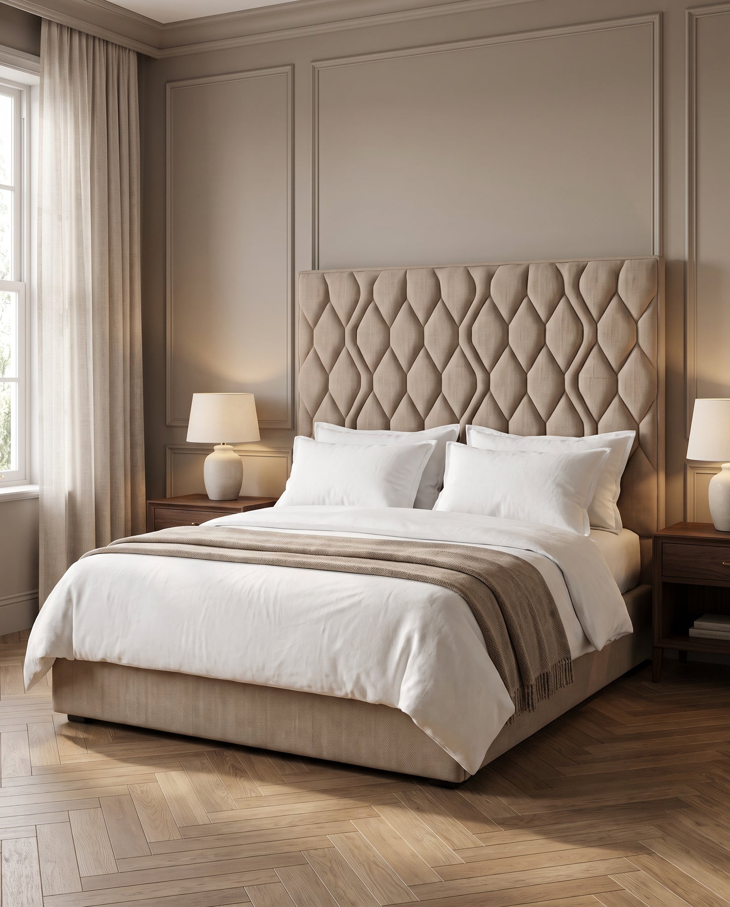 Inez upholstered headboard EON-HB126 – bedroom lifestyle view