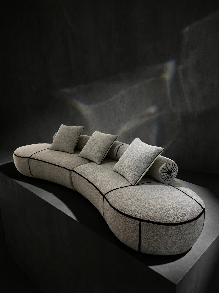 EON-SF013 Orbit Curved Sofa - Dark Studio Front View