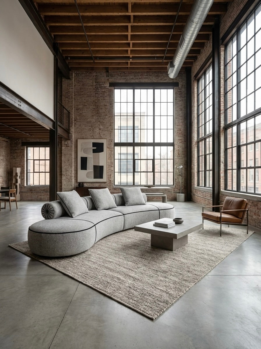 EON-SF013 Orbit Curved Sofa - Dark Studio Low Angle