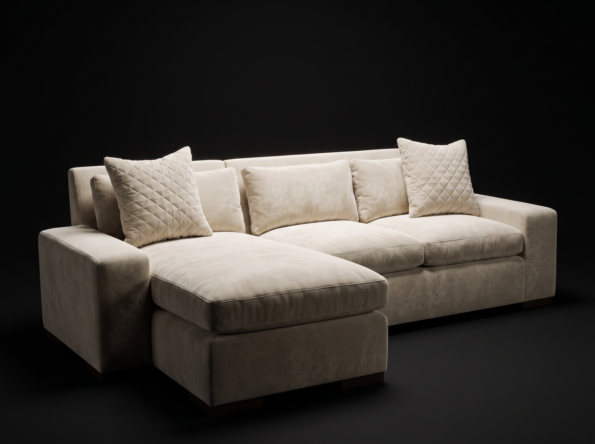 EON-SF012 Ivory Chaise Sectional - Dark Studio Hero