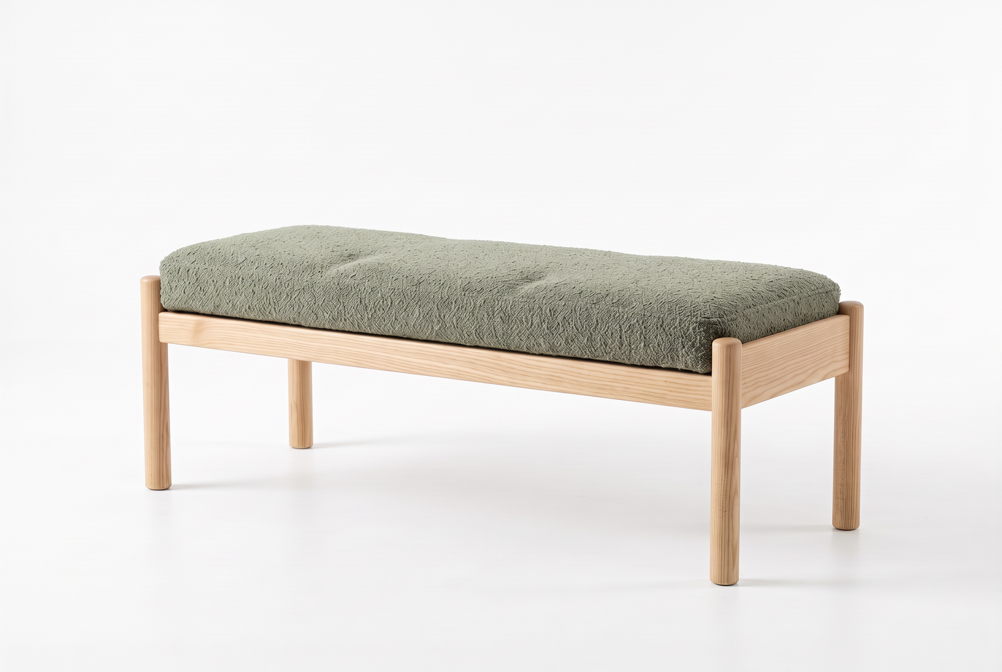 EON-BN005 Kyoto Bench - Natural Ash Sage Green Boucle