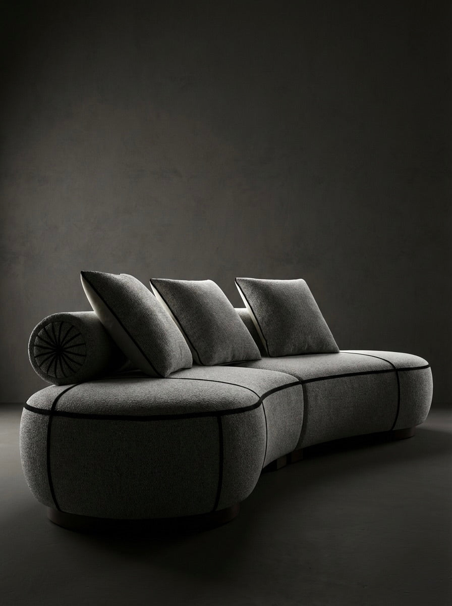 EON-SF013 Orbit Curved Sofa - Dark Studio 3/4 Angle