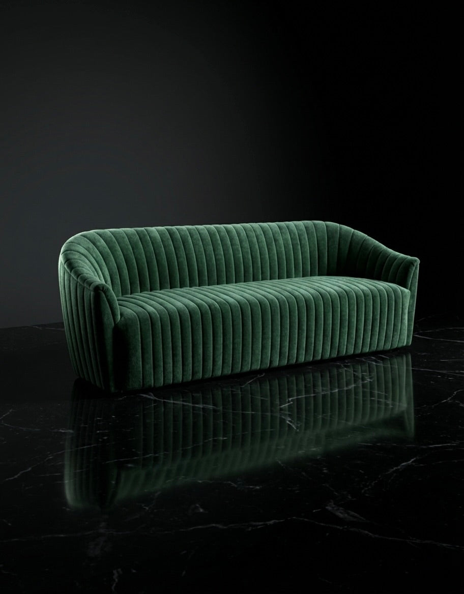 EON-SF007 Emerald Channel Velvet Sofa - Lifestyle Minimal Interior