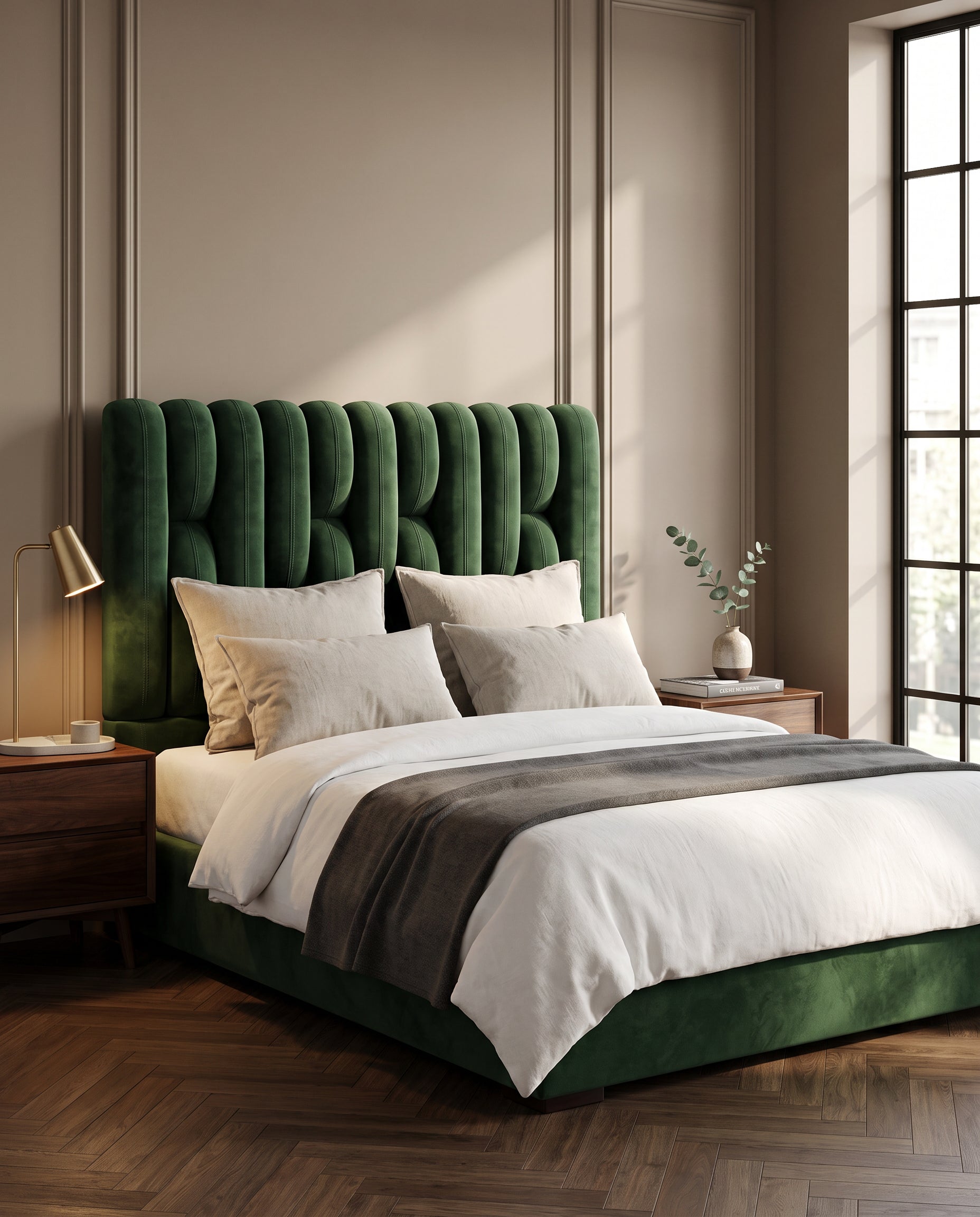 Greta upholstered headboard EON-HB135 – bedroom lifestyle view