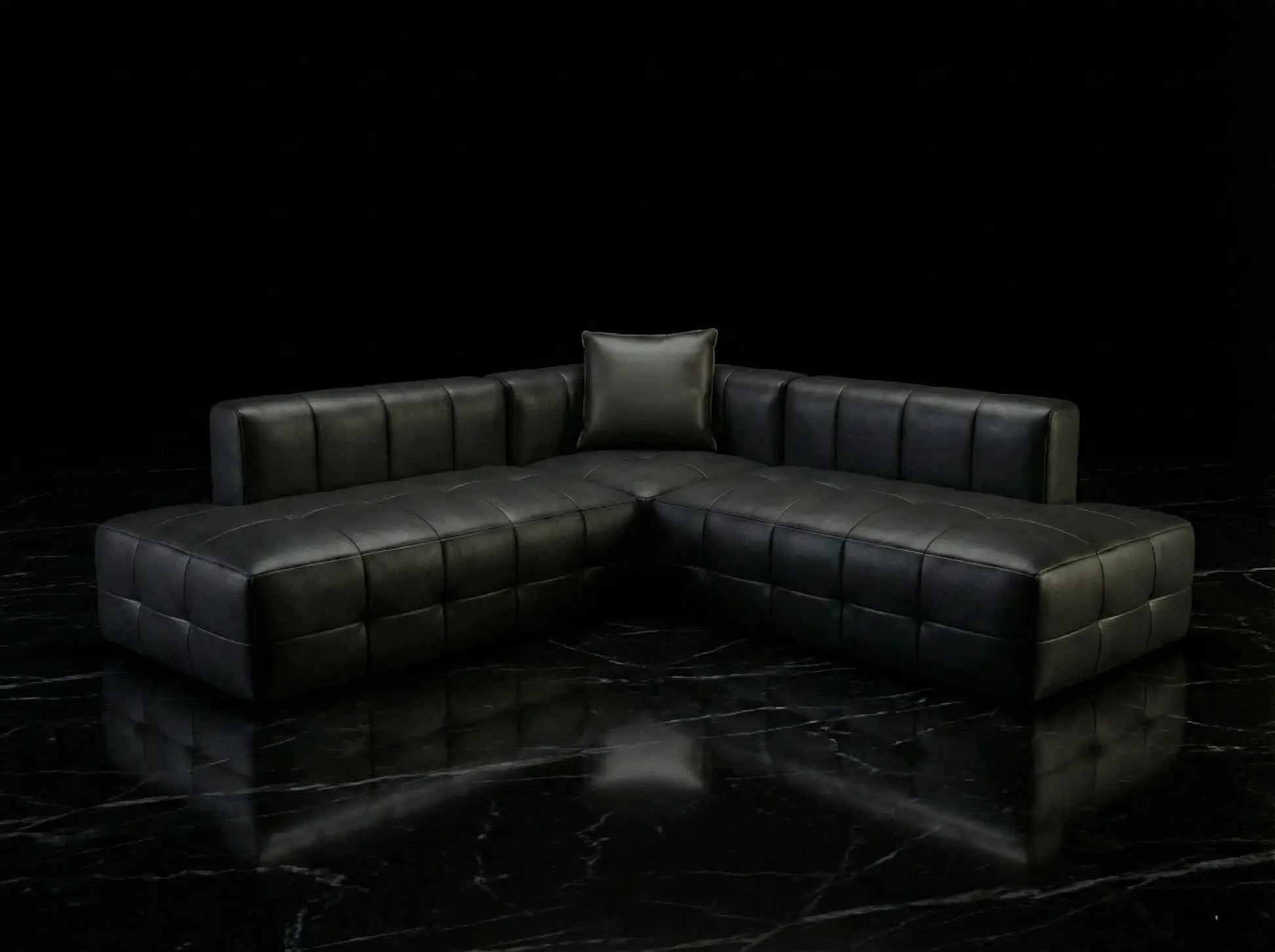 EON-SF008 Noir Modular Sectional - Black Marble Floor Dark Studio
