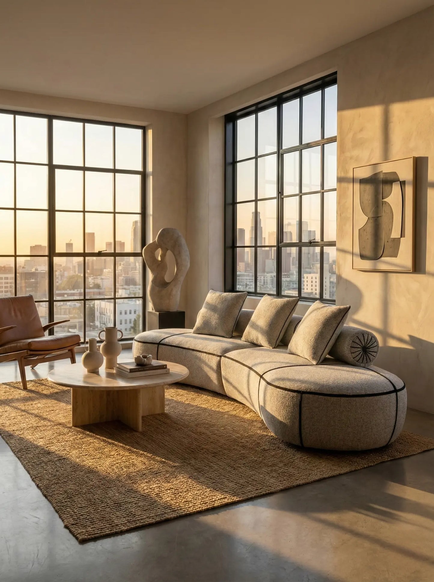 EON-SF013 Orbit Curved Sofa - Lifestyle Minimal Room