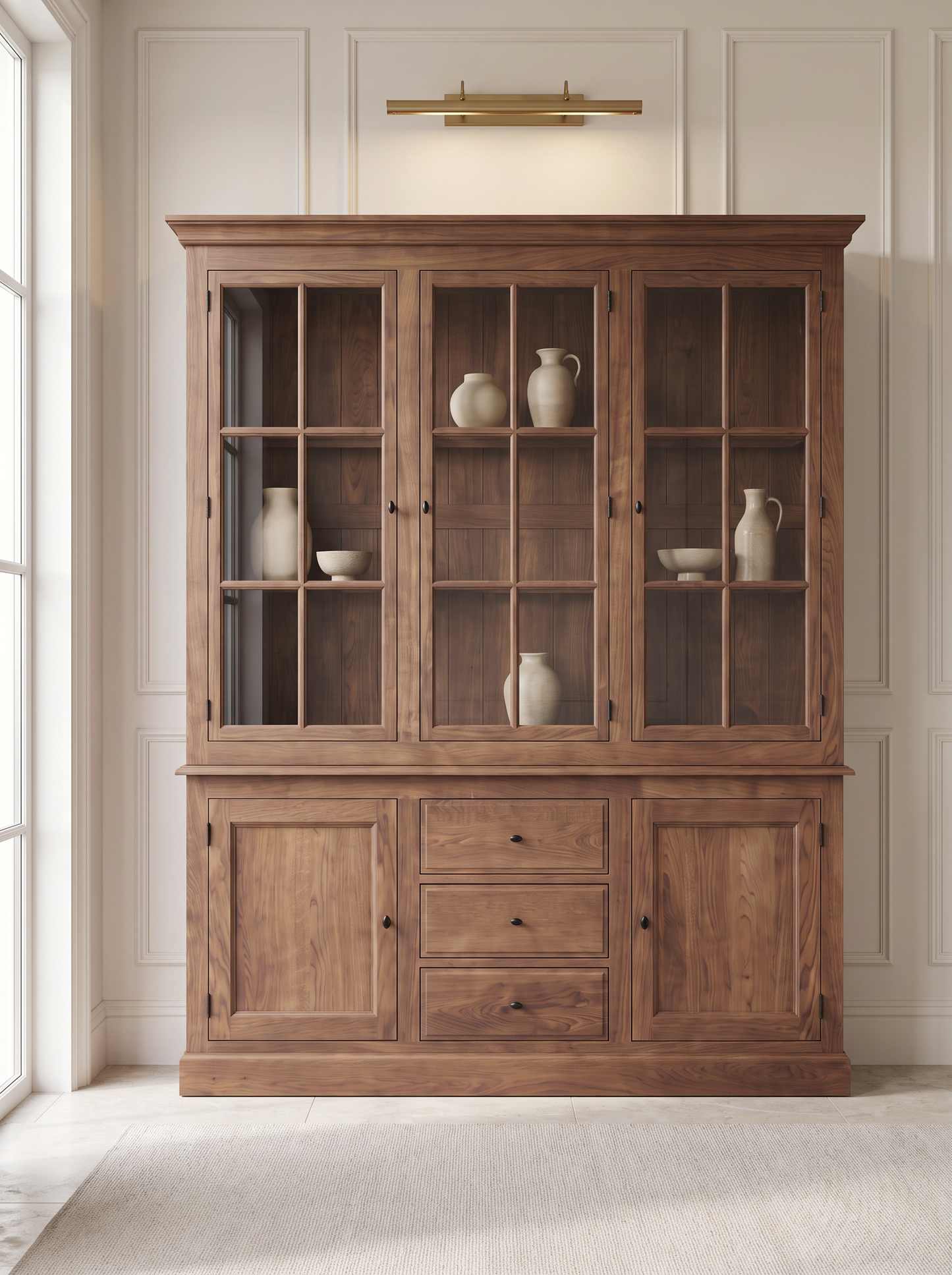 EON-SC002 Emerson Walnut Display Cabinet - Lifestyle View