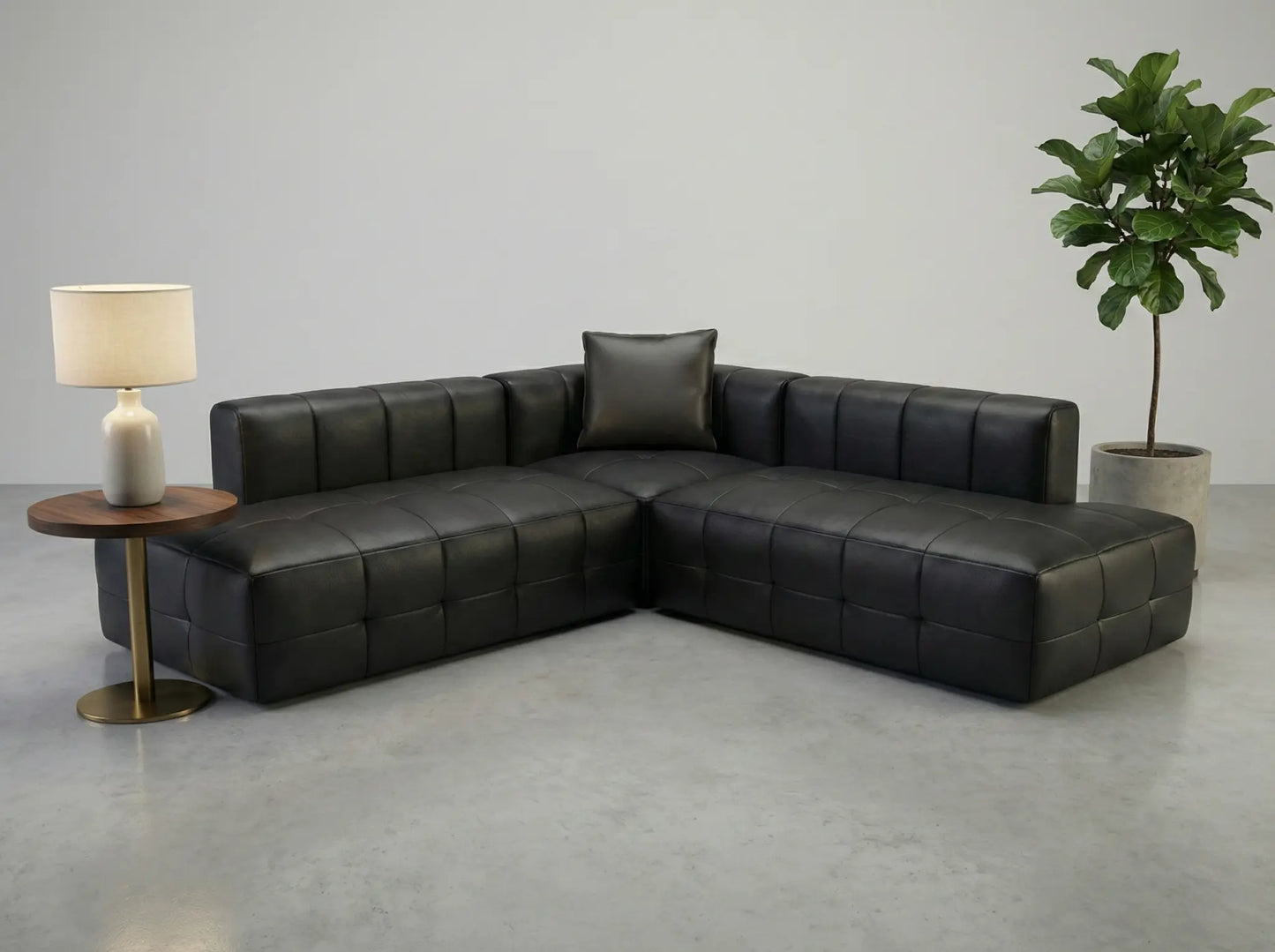 EON-SF008 Noir Modular Sectional - Front View with Side Table