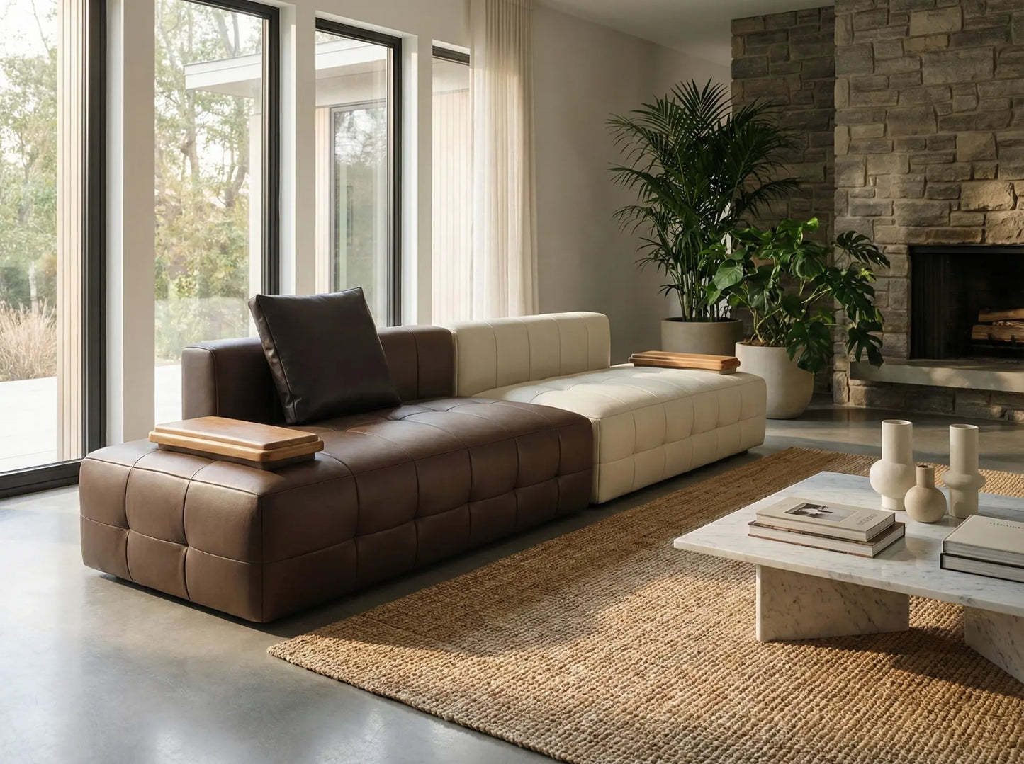 EON-SF009 Duality Modular Sofa - Stone Fireplace Home