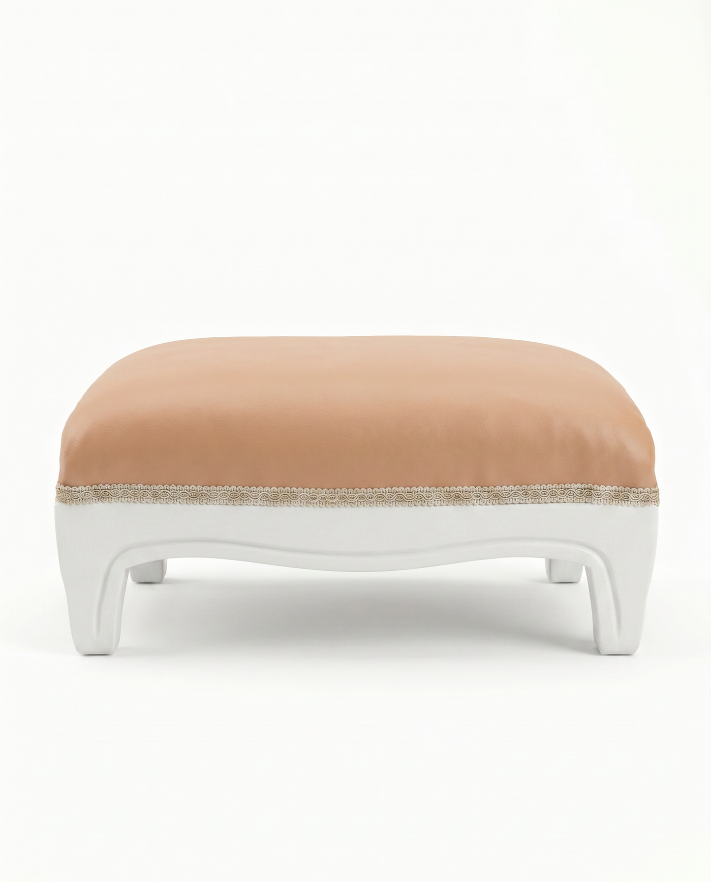 EON-OT002 Versailles Footstool - Camel Leather Front View