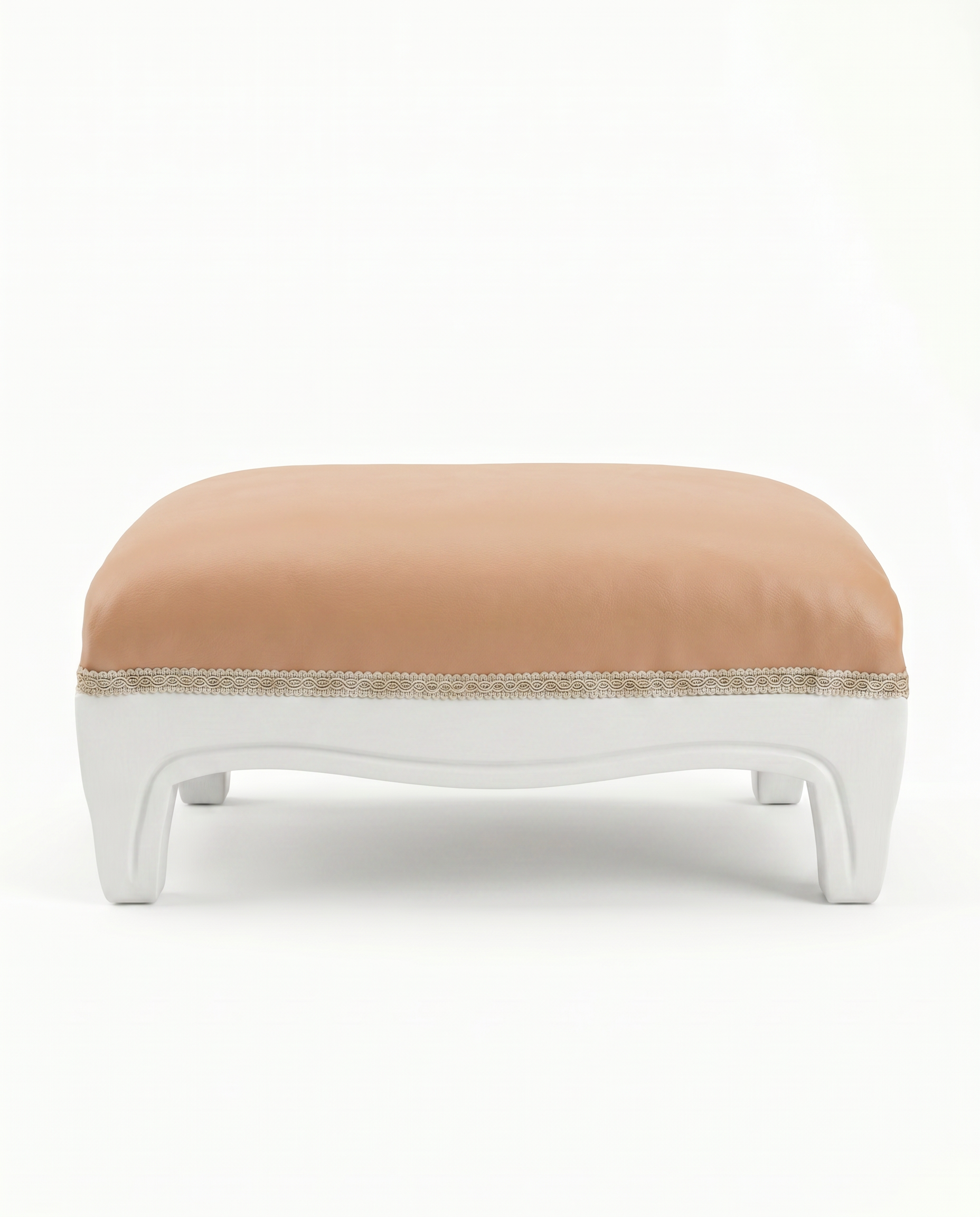 EON-OT002 Versailles Footstool - Camel Leather Front View