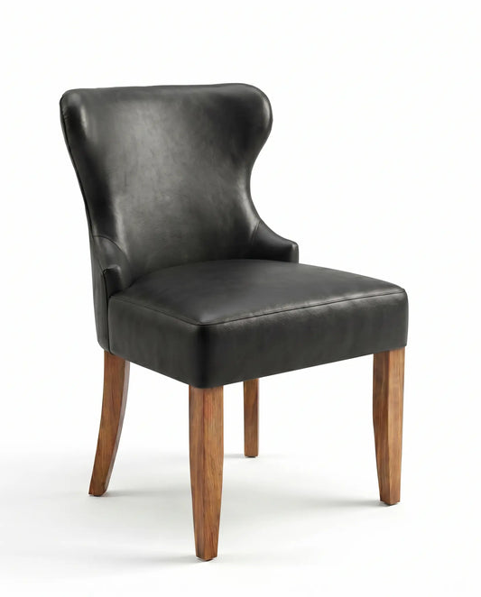 Dominic (EON-CH016) - Smooth Black Leather Modern Dining Chair