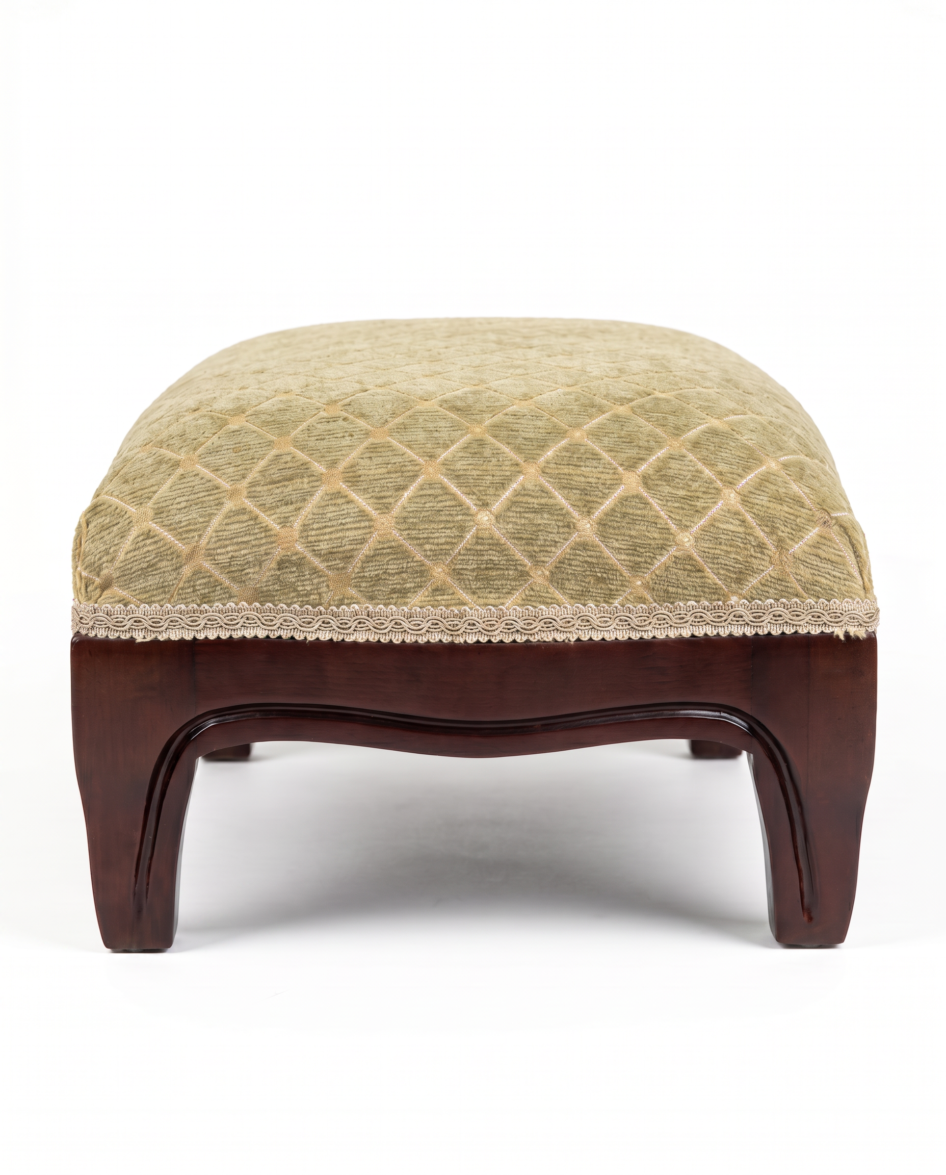 EON-OT002 Versailles Footstool - Sage Green Quilted Velvet Side View