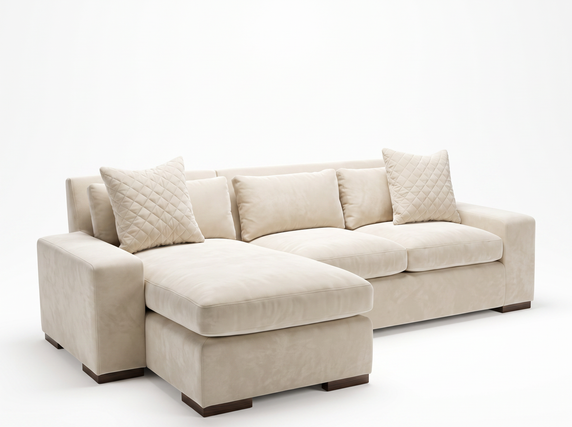 EON-SF012 Ivory Chaise Sectional - Studio 3/4 Angle