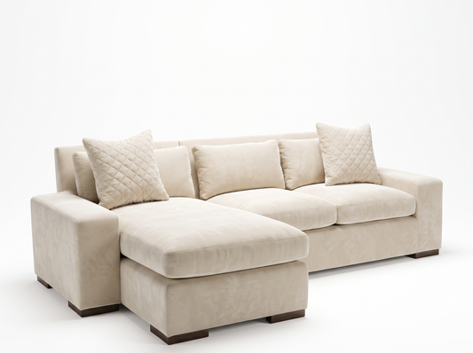 EON-SF012 Ivory Chaise Sectional - Studio 3/4 Angle