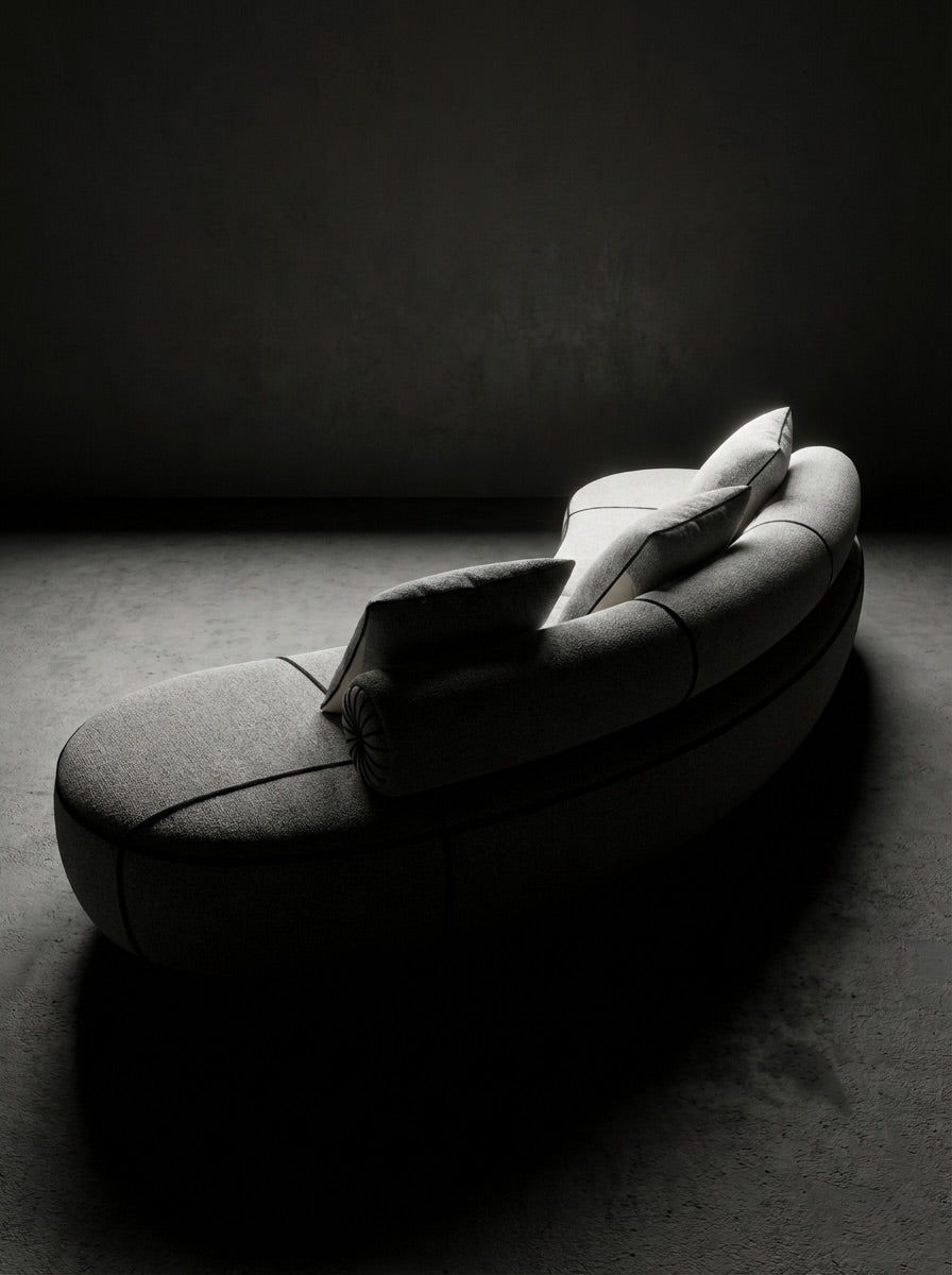 EON-SF013 Orbit Curved Sofa - Dark Studio Side View