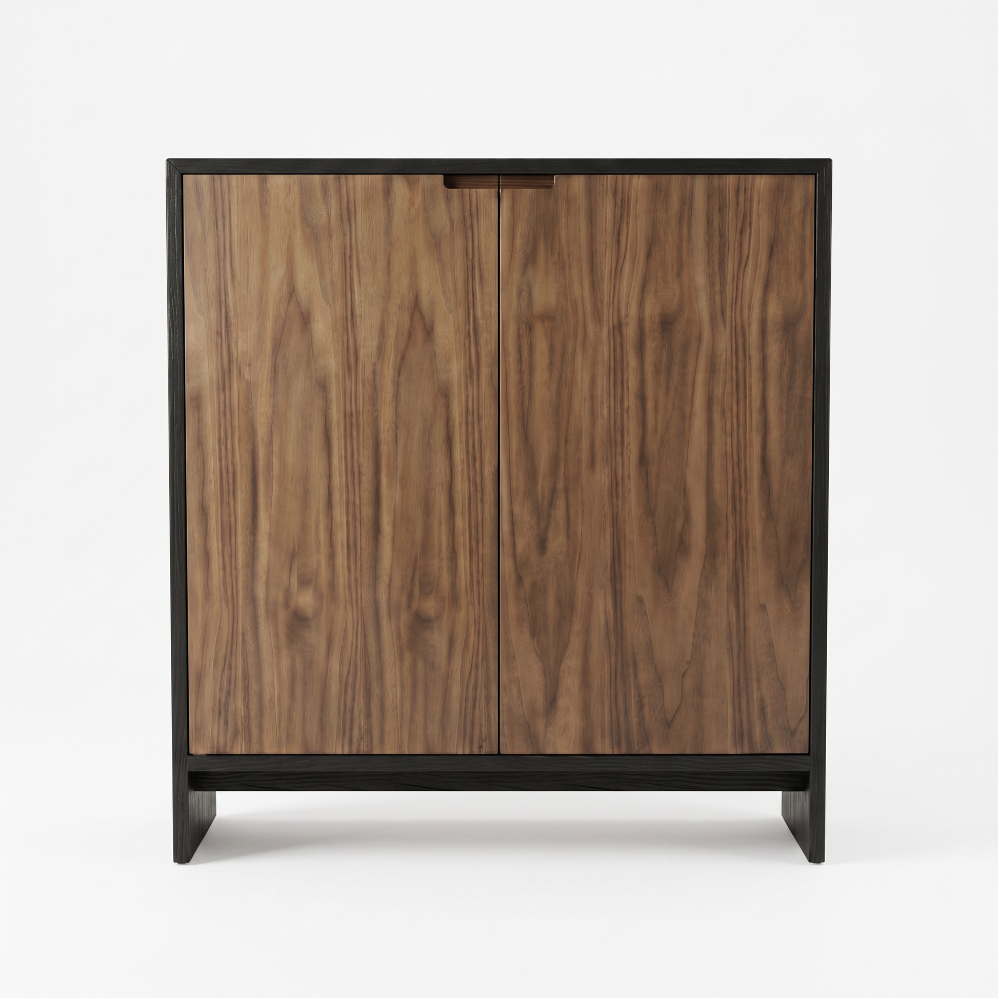 EON-SC001 Raffles Shoe Cabinet - Front View Black & Walnut