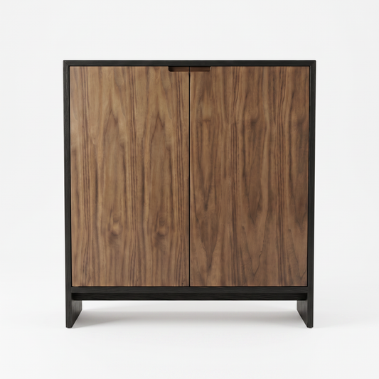EON-SC001 Raffles Shoe Cabinet - Front View Black & Walnut